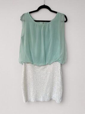 MM Couture by Miss Me Sequin Blouson Dress — Mint — Size M